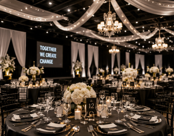 black and white benefit gala
